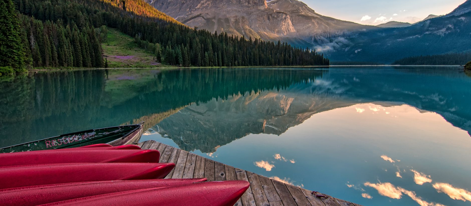 Calm Canadian lake at sunrise